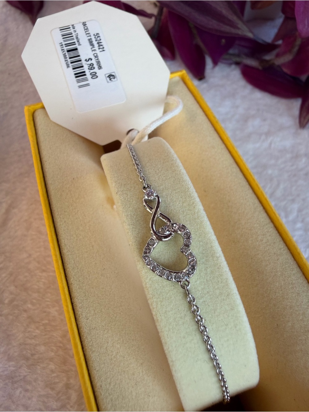 Swarovski Silver-Tone Crystal Heart & Infinity Symbol Slider Bracelet